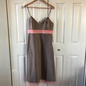 Bari Jay Bronze/Pink Spaghetti Strap Tie Back dress